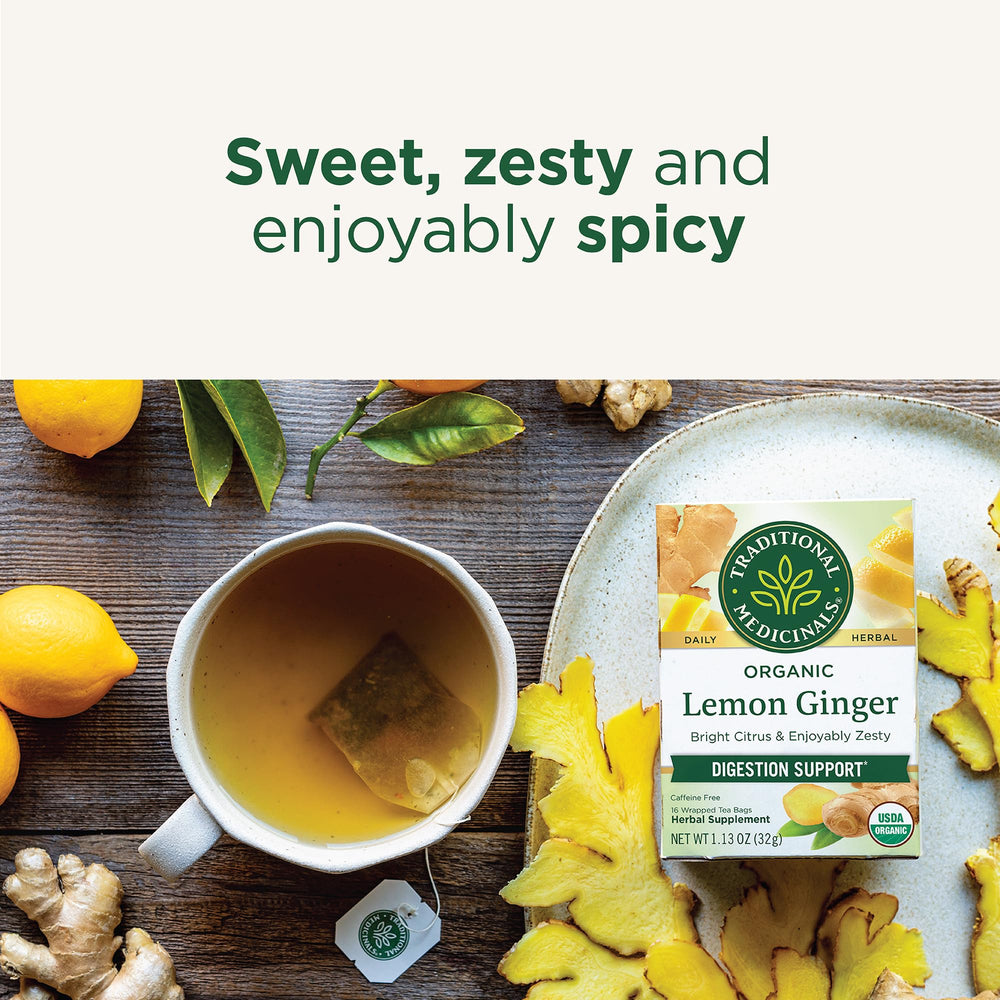 lemongrass and lemon peel enrich traditional medicinals lemon ginger tea ingredients.