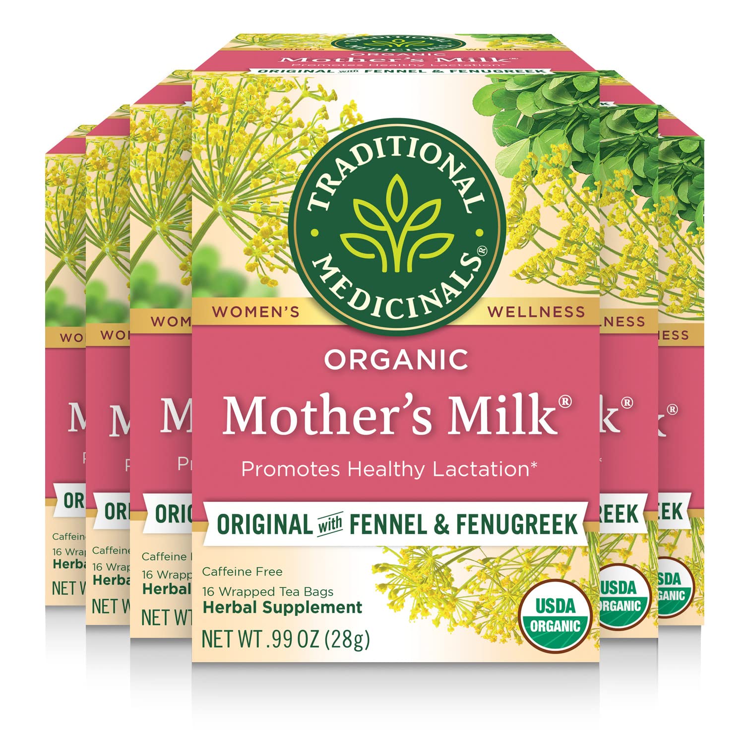 Traditional Medicinals Organic Mother's Milk Tea box shows organic, lactation-friendly blend