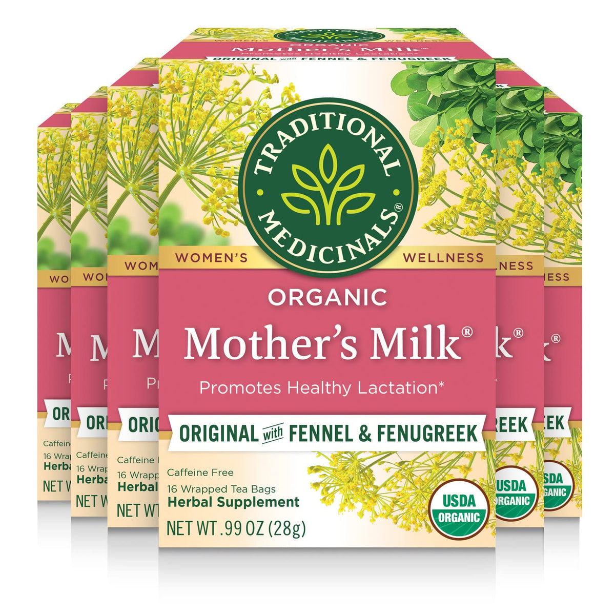 Traditional Medicinals Organic Mother's Milk Tea box shows organic, lactation-friendly blend