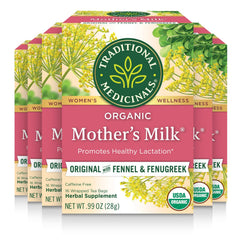 Traditional Medicinals Organic Mother's Milk Tea box shows organic, lactation-friendly blend