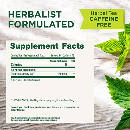 Traditional Medicinals organic raspberry leaf tea bags ready to steep