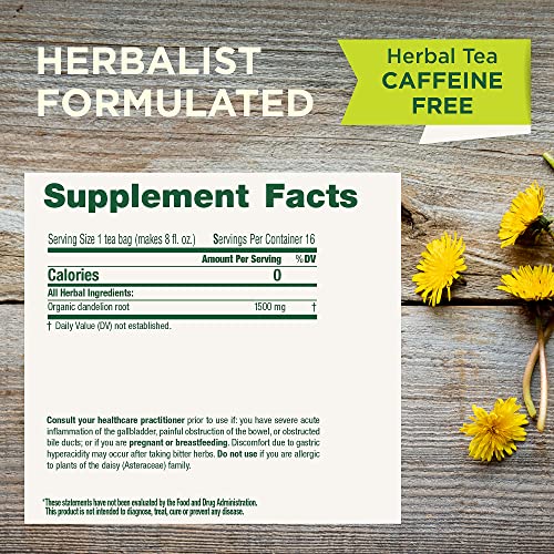 Traditional Medicinals Organic Roasted Dandelion Root carton, convenient six-pack for daily sipping.