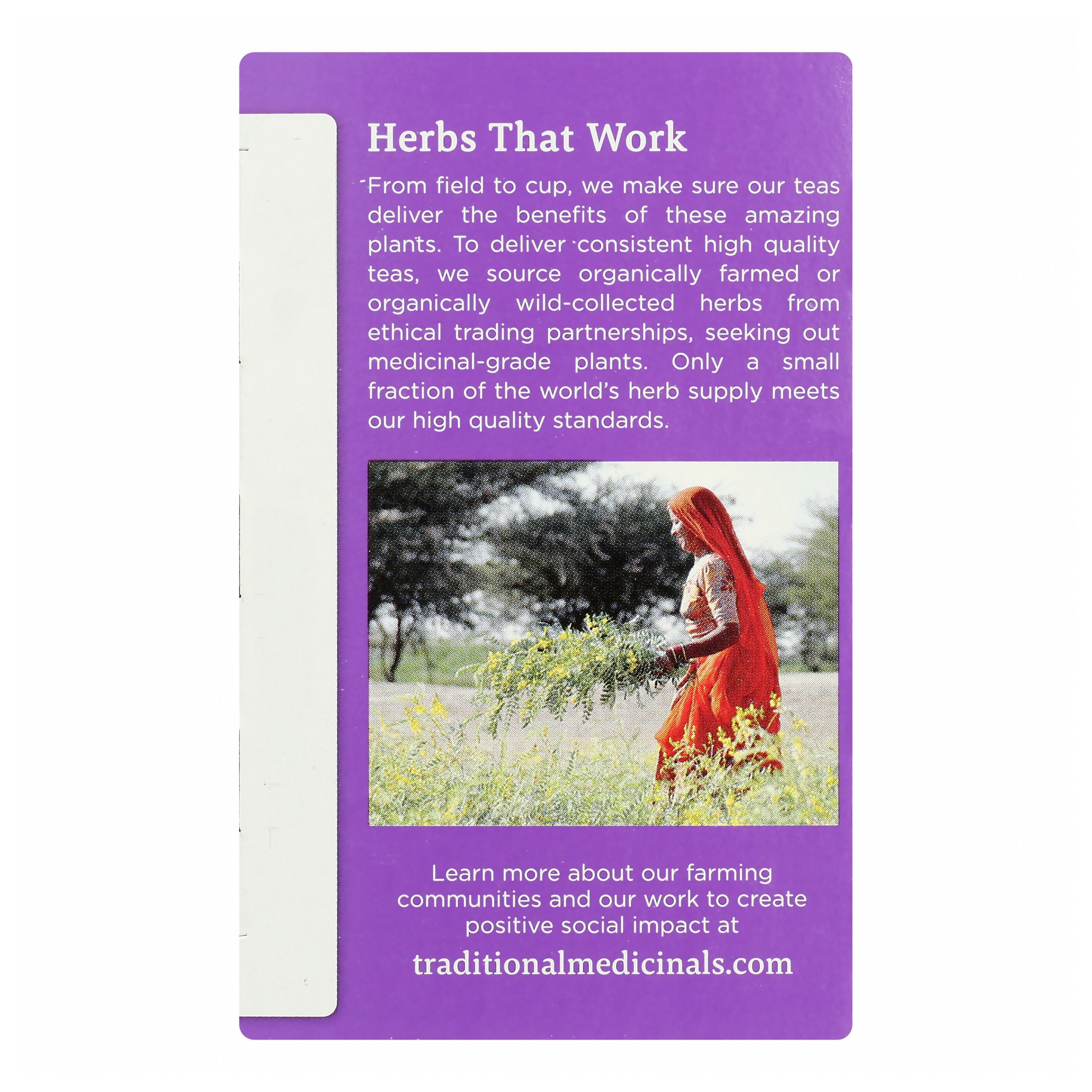 Traditional Medicinals label with warnings and usage notes to guide safe enjoyment.