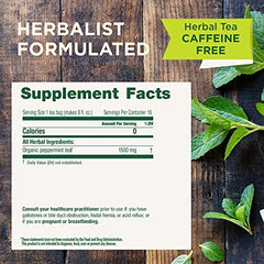 Traditional Medicinals peppermint tea cup steaming offers a minty, caffeine free moment after meals.