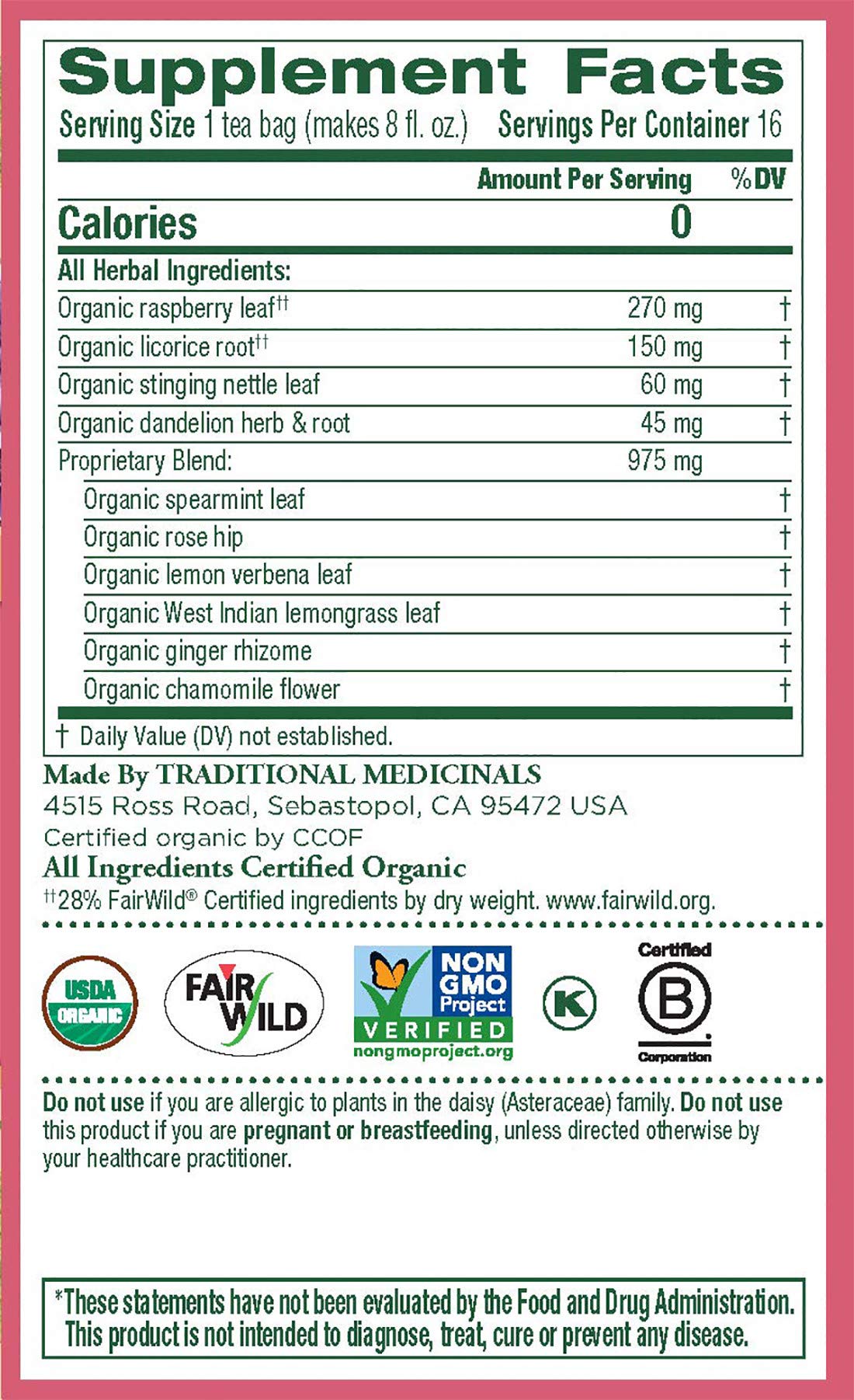 Traditional Medicinals raspberry leaf herbal tea close-up for cycle-supporting comfort.