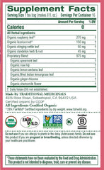 Traditional Medicinals raspberry leaf herbal tea close-up for cycle-supporting comfort.