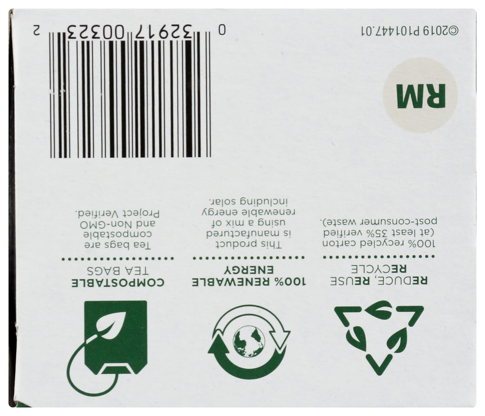 Traditional Medicinals Reishi Tea box detail emphasizing organic sourcing