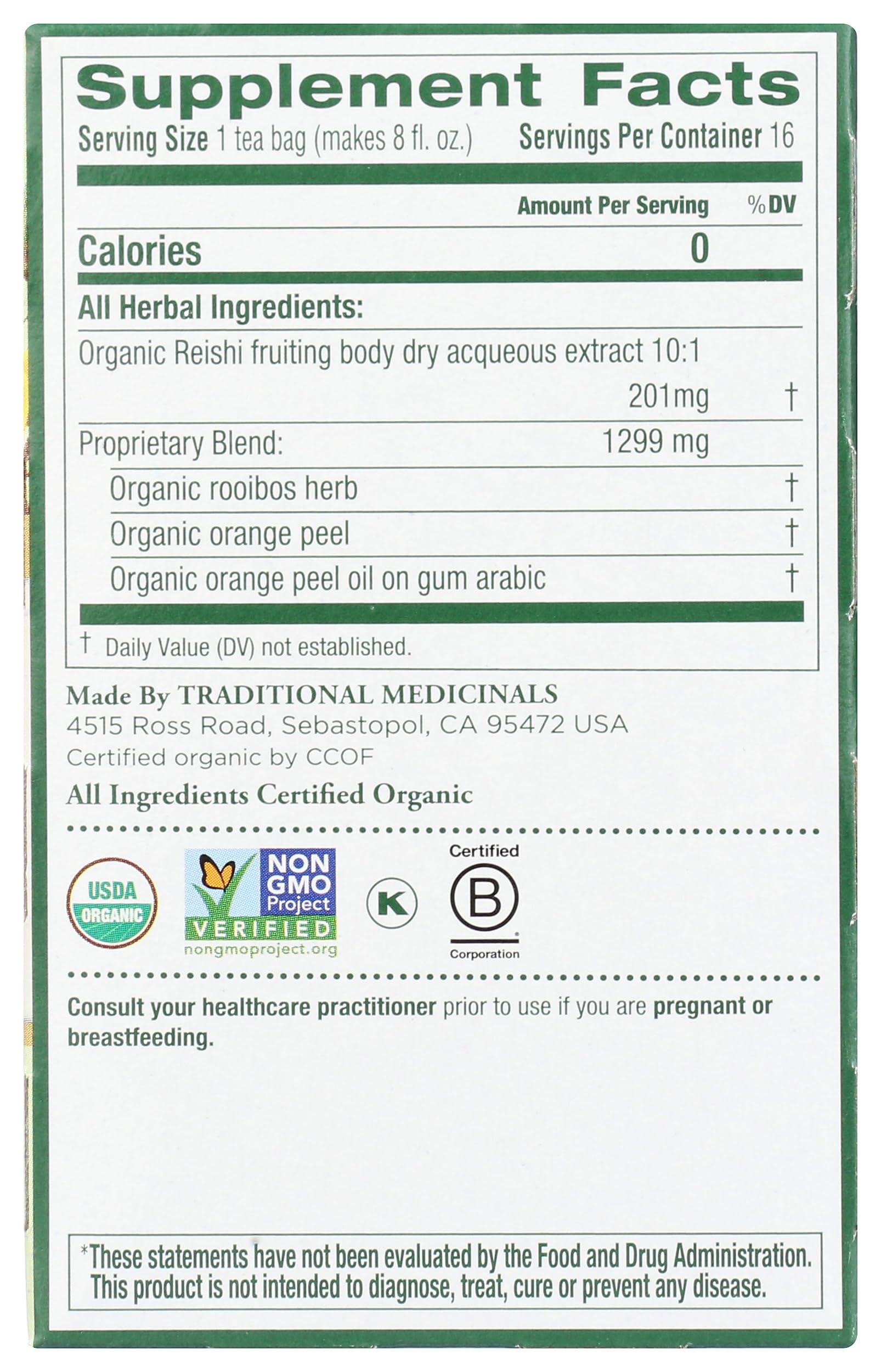 Traditional Medicinals Reishi Tea steeping cup shows warm, earthy aroma