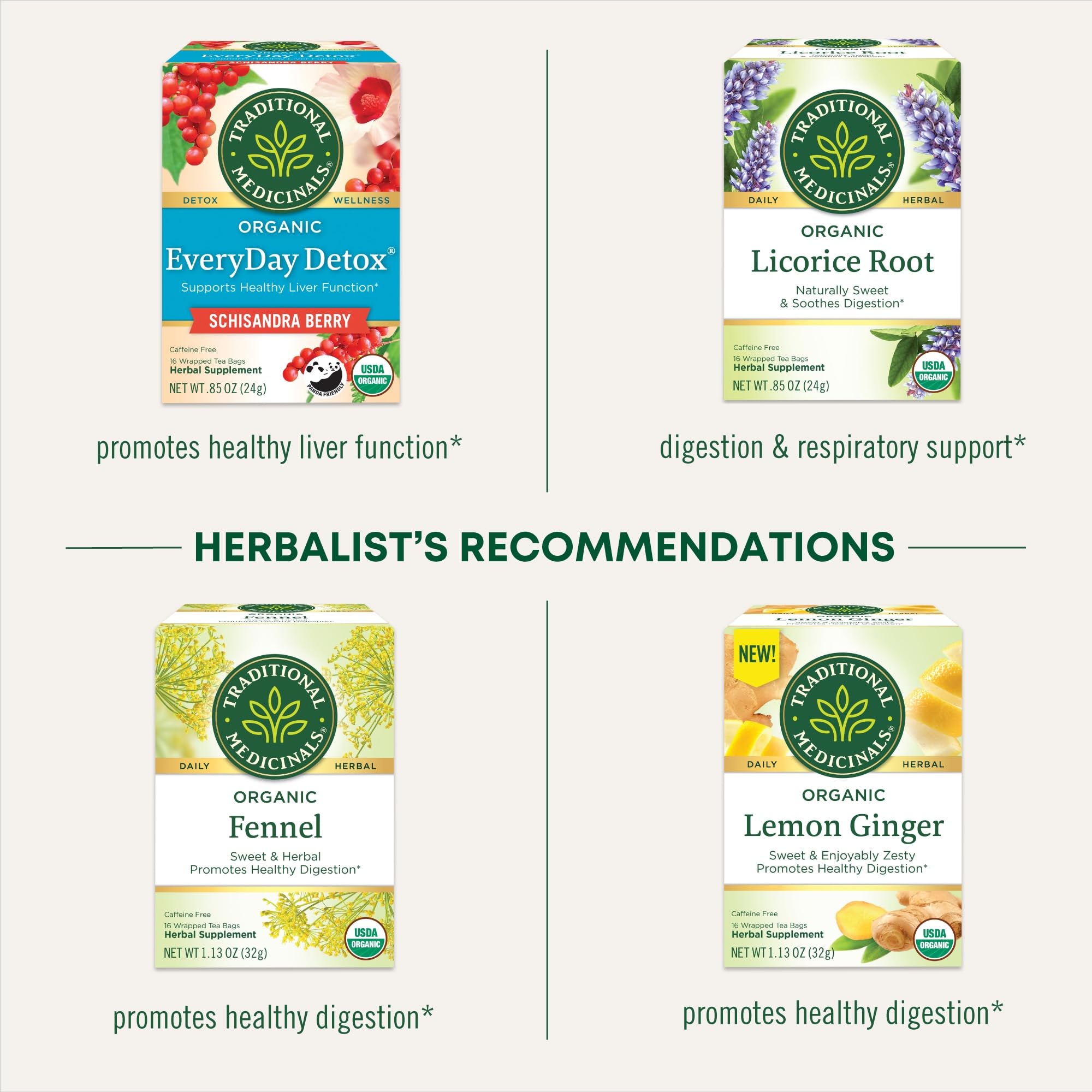 Six-pack display of Traditional Medicinals Organic Spearmint Tea.