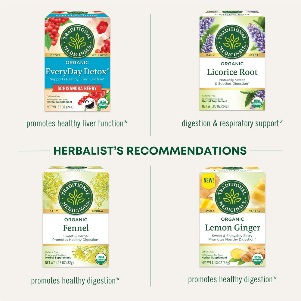 Six-pack display of Traditional Medicinals Organic Spearmint Tea.