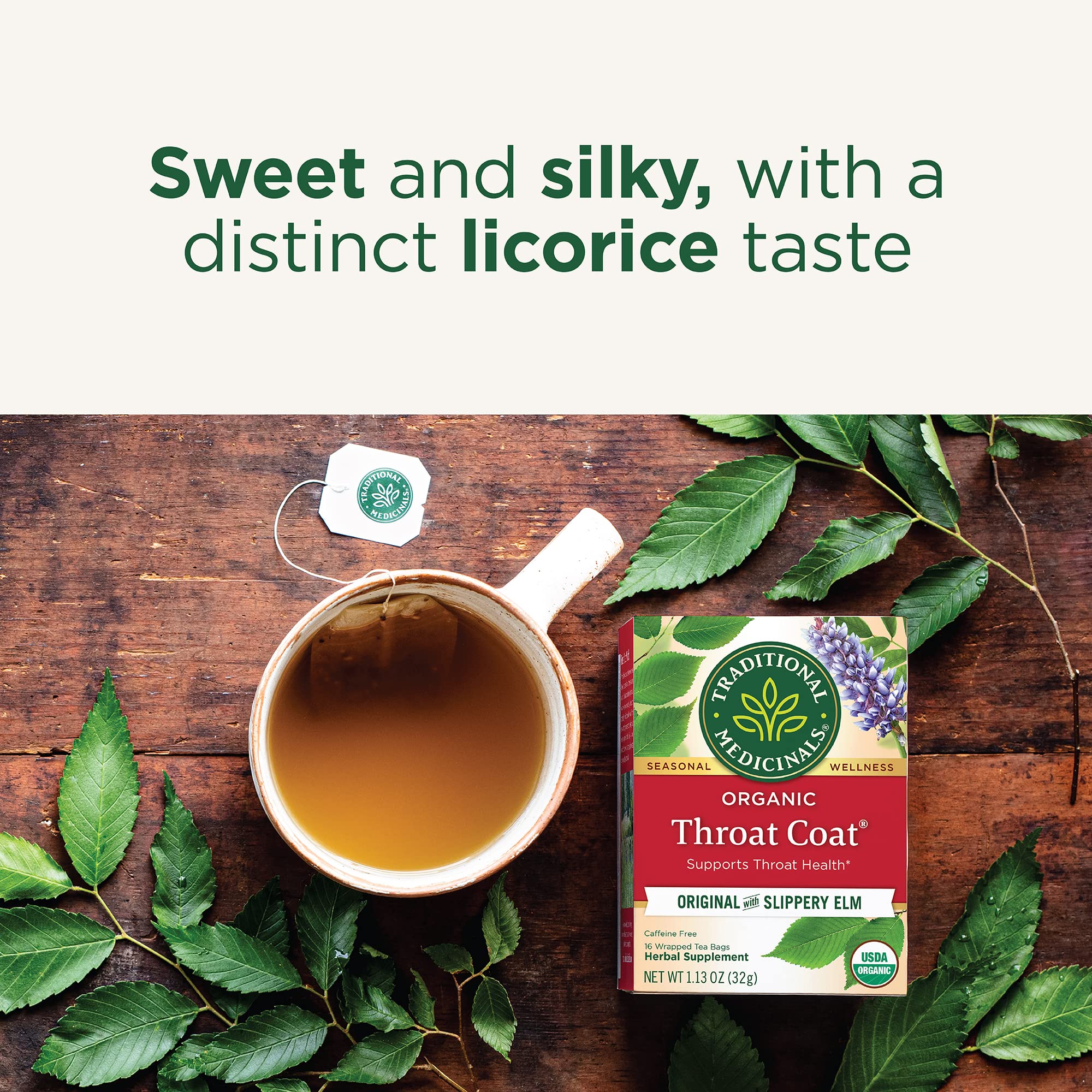 Traditional Medicinals slippery elm ingredients close-up and sustainable sourcing
