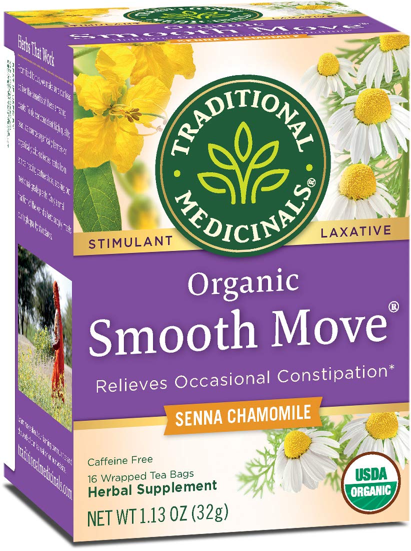 Traditional Medicinals Smooth Move Chamomile tea bags ready to brew for gentle digestion support.