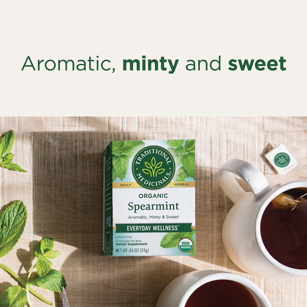 Fresh spearmint leaves used for Traditional Medicinals blend.