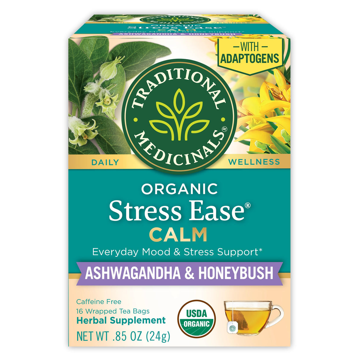 Traditional Medicinals Stress Ease Calm tea bags for a soothing daily ritual