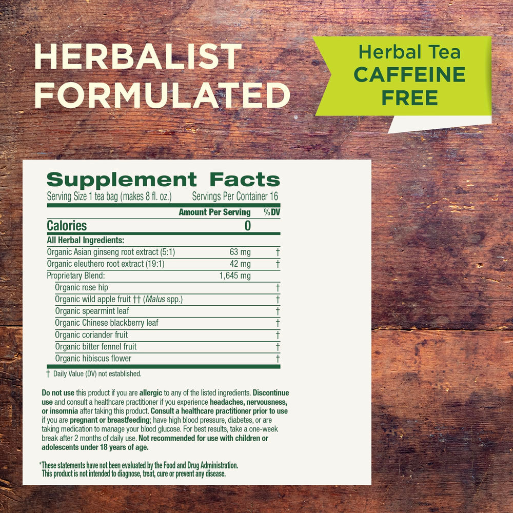 Traditional Medicinals Stress Ease Focus box packaging signals organic, caffeine-free choice.