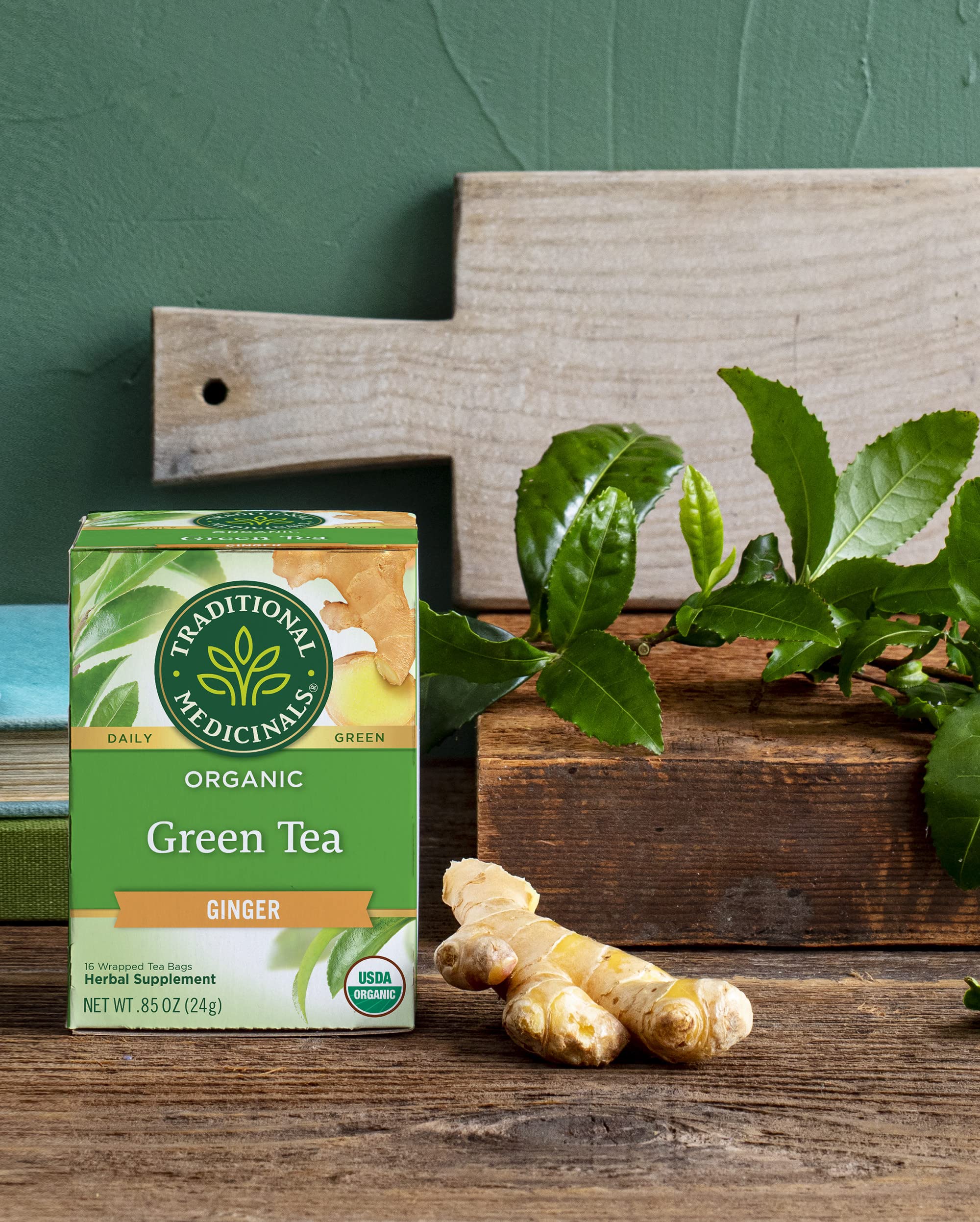 Carton packaging containing 16 tea bags of Traditional Medicinals
