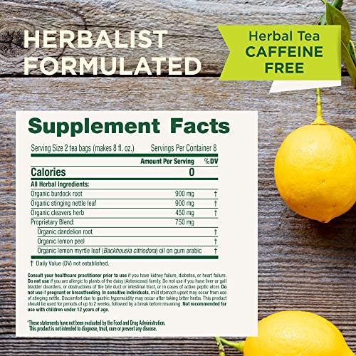 Traditional Medicinals Everyday Detox Lemon tea bags closeup; convenient, caffeine-free daily ritual.