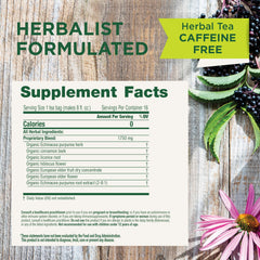 Close-up of Traditional Medicinals Immune Zoom label highlighting organic and kosher features
