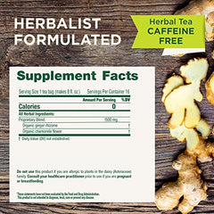 Traditional Medicinals tea bag scene with ginger-chamomile infusion.