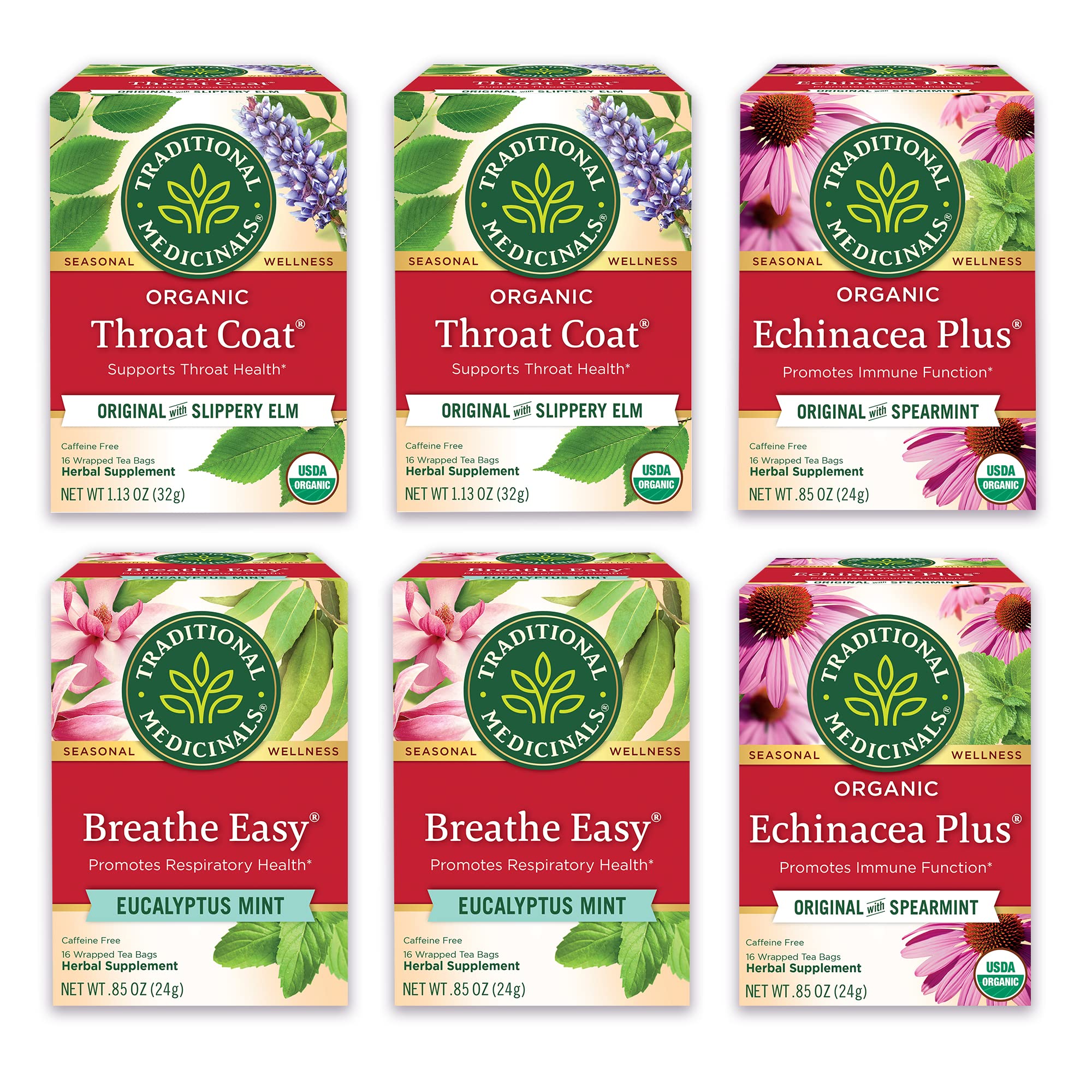 Traditional Medicinals Seasonal Care variety pack tea bags for immune and throat health