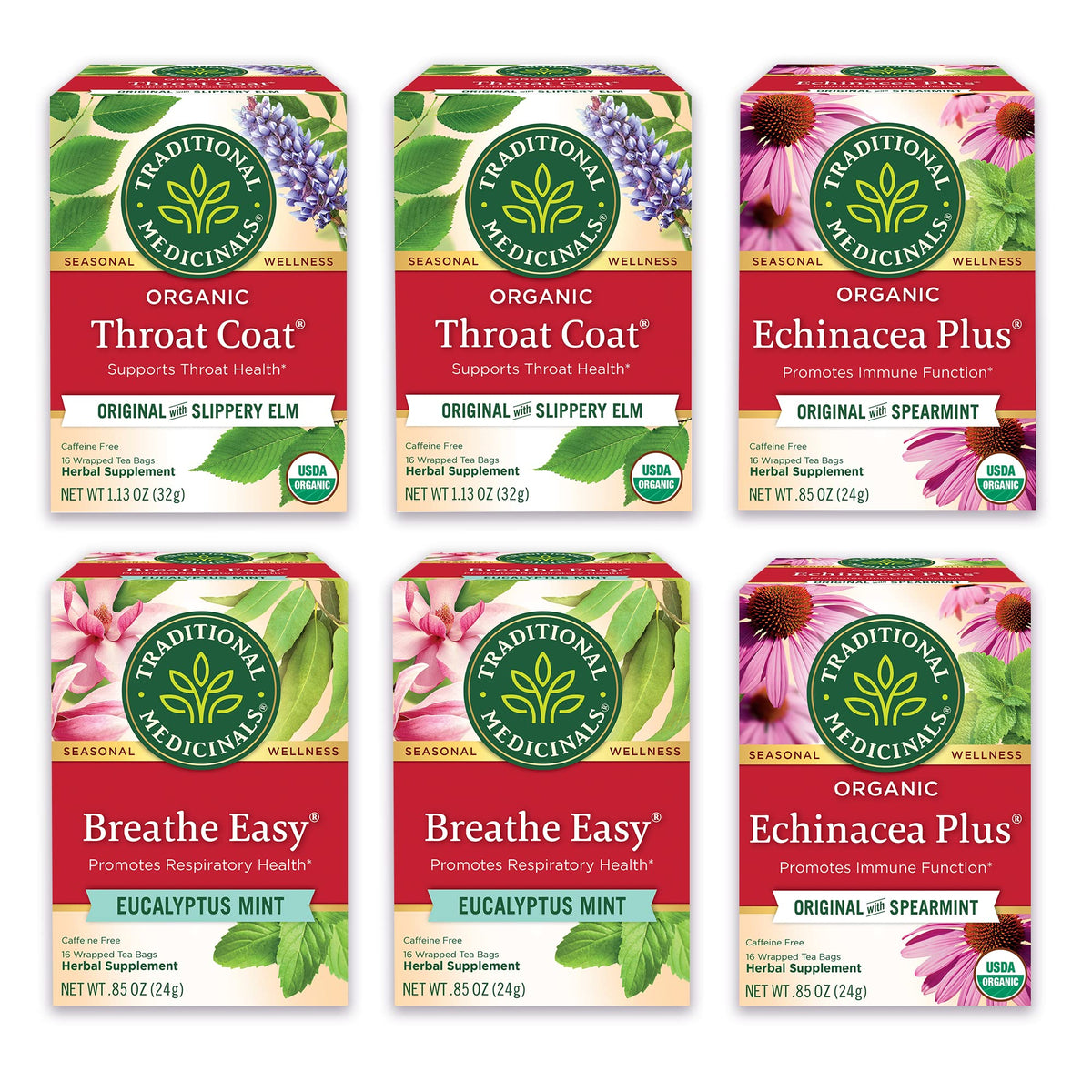 Traditional Medicinals Seasonal Care variety pack tea bags for immune and throat health