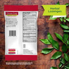 Traditional Medicinals ingredients label shows licorice and marshmallow root, organic blends and throat-friendly herbs