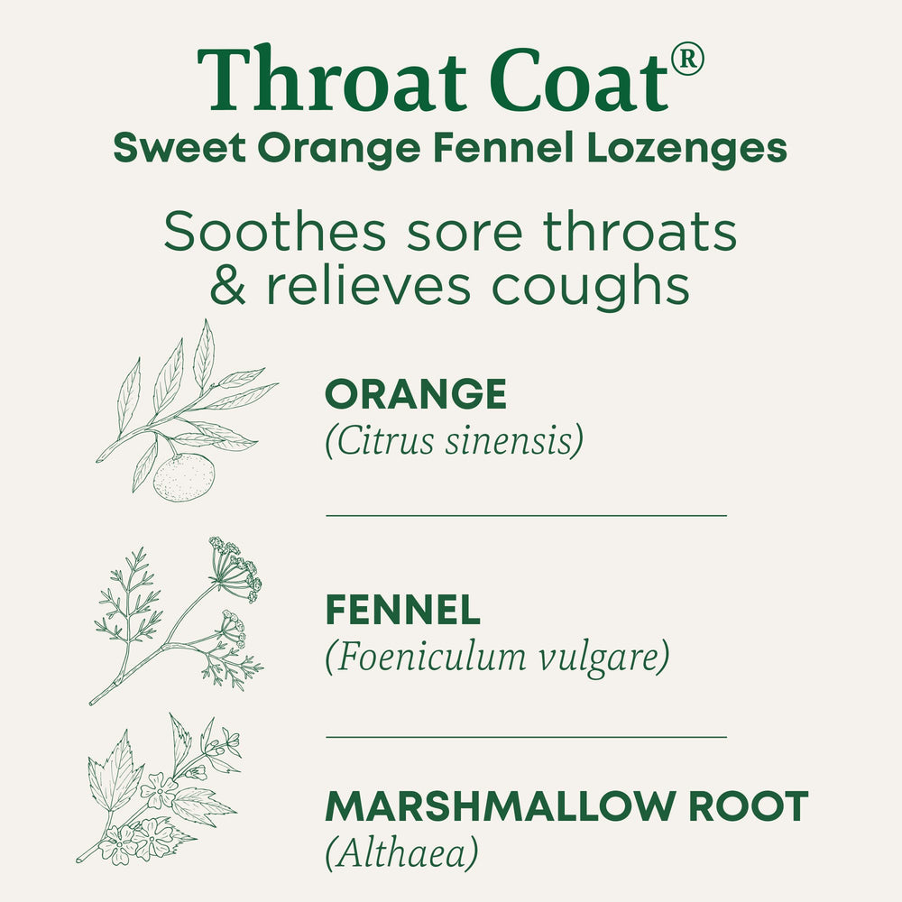 Sweet orange fennel lozenge close-up highlighting menthol note for throat comfort.