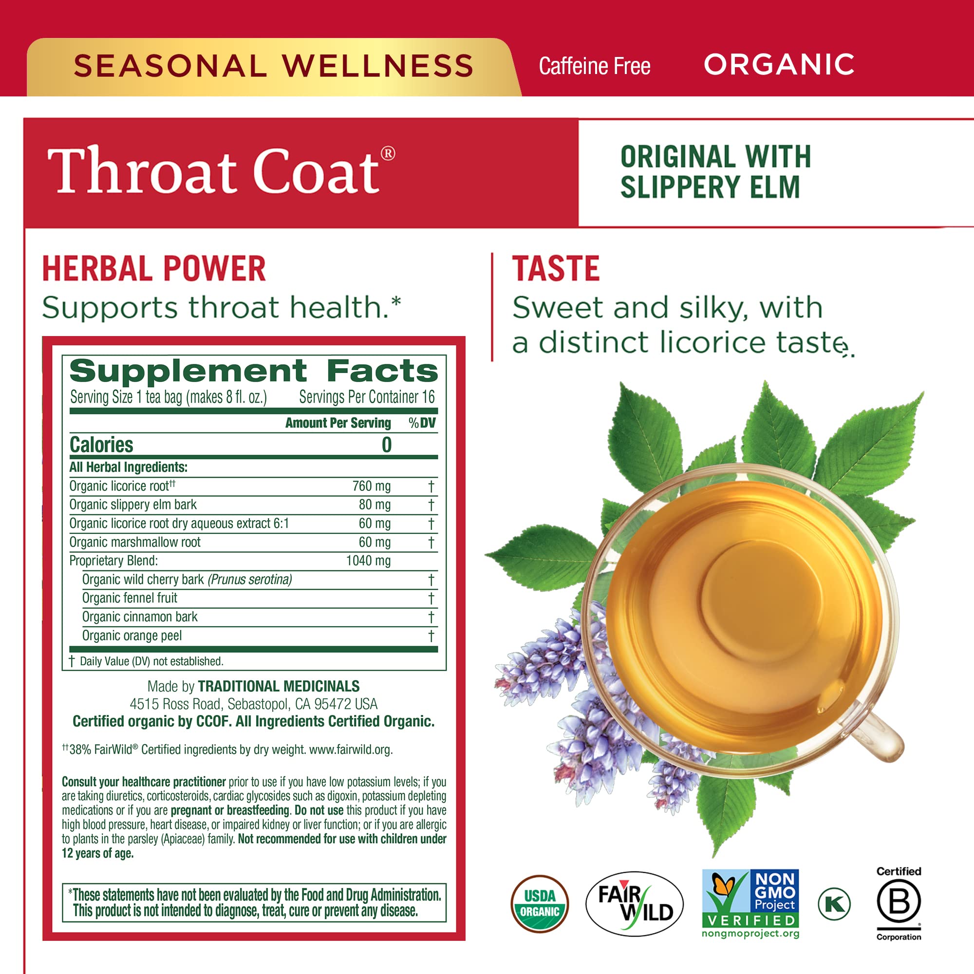 Traditional Medicinals Throat Coat tea bags offering soothing comfort for conversations
