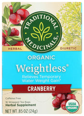 Traditional Medicinals Weightless Cranberry tea box, organic and caffeine-free option for a calming sip