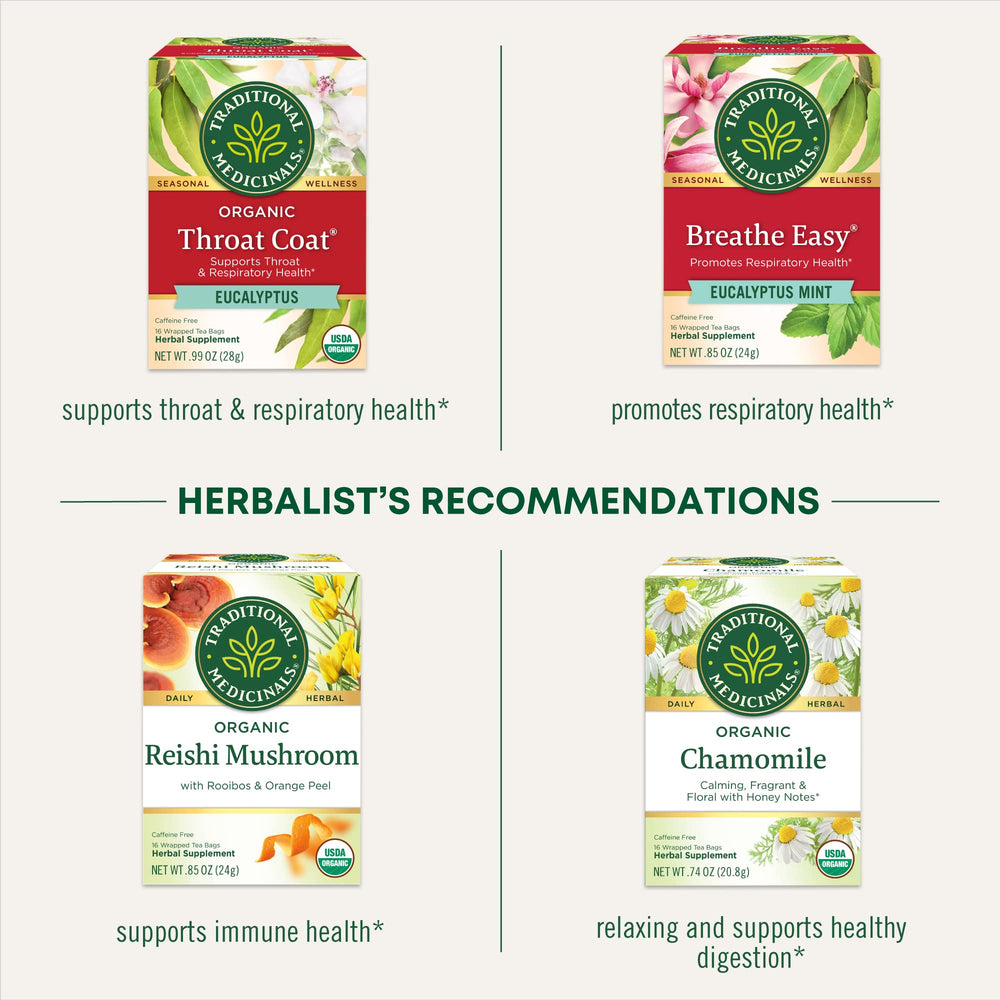Traditional Medicinals winter-wellness tea evokes floral and spice notes