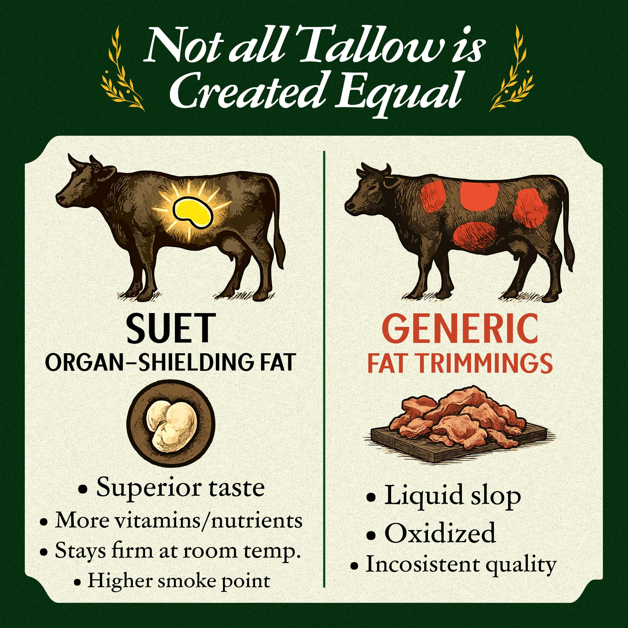 Traditional Nutrients beef tallow suited for skincare and soap production