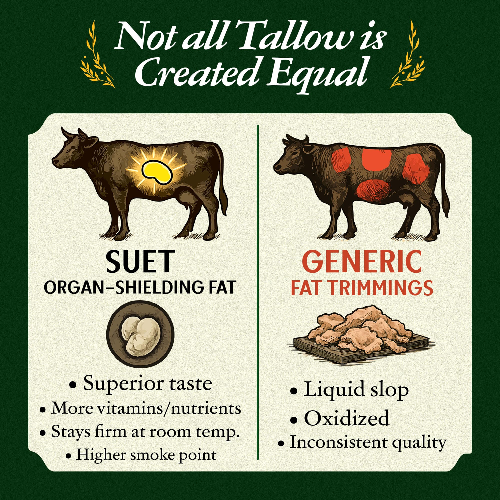 Traditional Nutrients grass-fed tallow on a clean pantry shelf with long shelf life