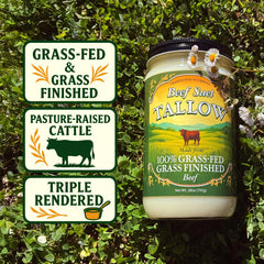 Traditional Nutrients beef tallow scoop highlights solid texture for frying