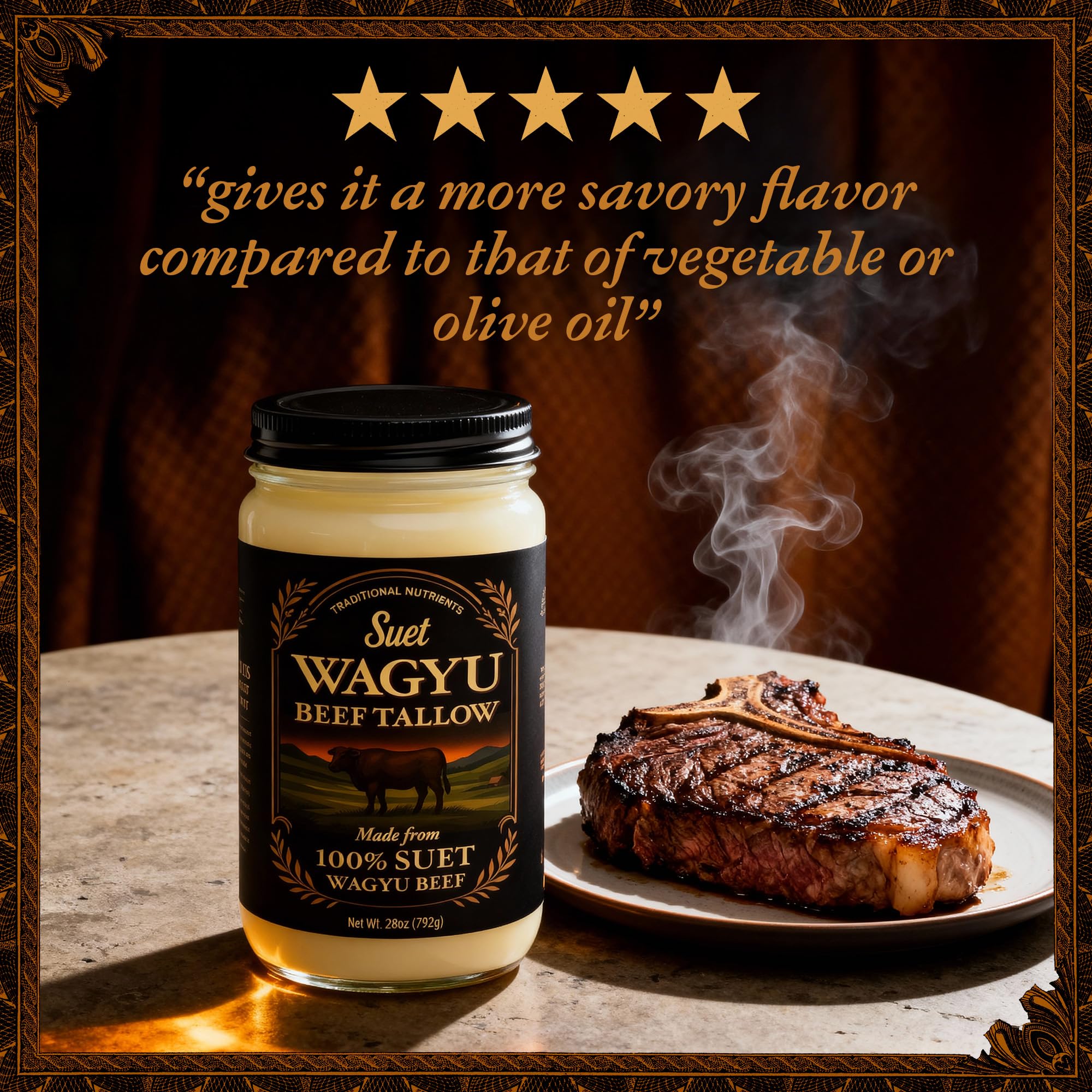 USDA inspected stamp on Traditional Nutrients Wagyu tallow signals quality.