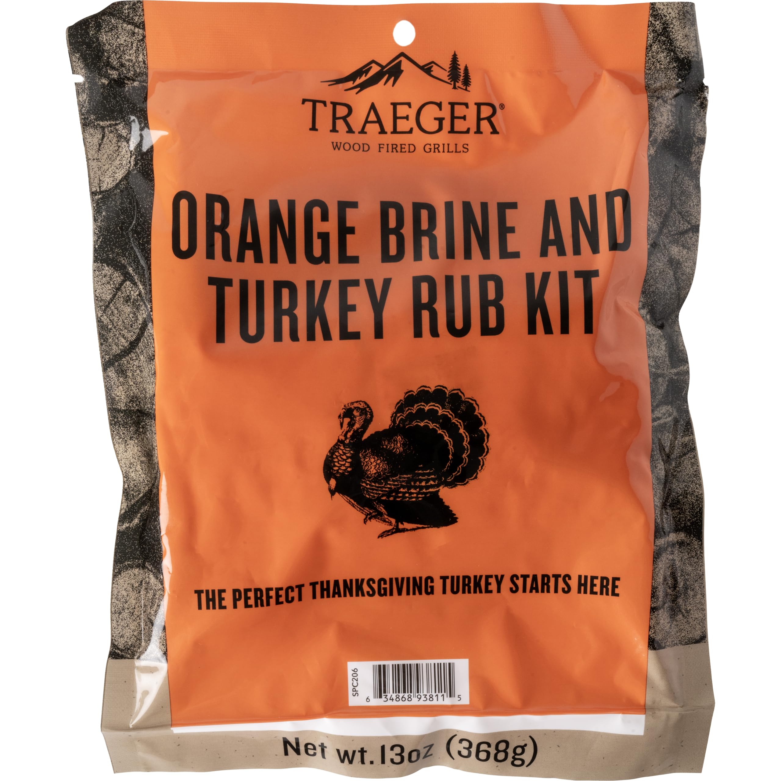 Traeger brine and rub kit 13oz package ready to flavor poultry with citrus garlic notes.