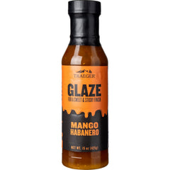 Traeger Mango Habanero Glaze bottle—glossy finish adds color and tropical sweetness