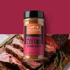 Traeger Prime Rib Rub rosemary garlic closeup highlights aromatic herbs for rich beef