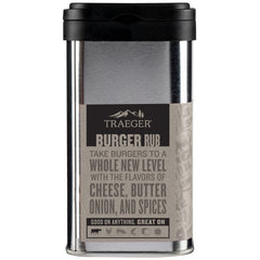 Traeger Rub Burger on the grill delivering a flavorful crust