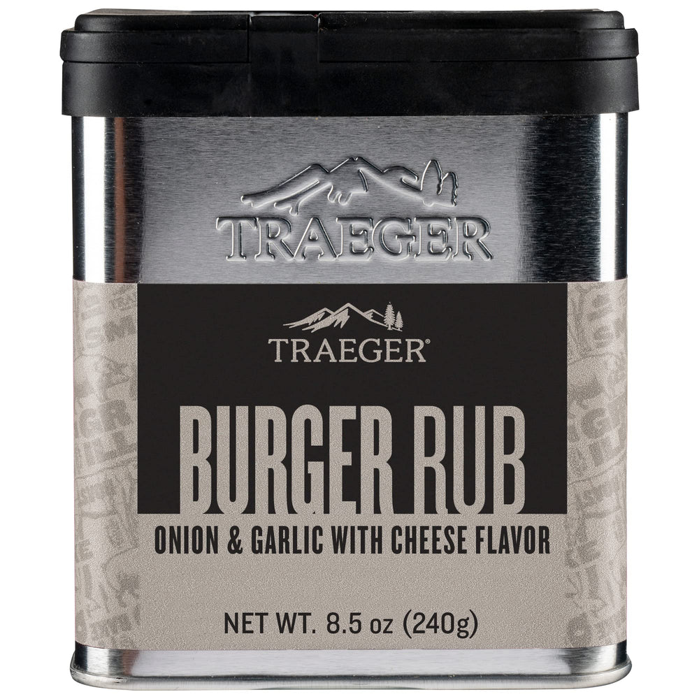 Traeger Rub Burger pack shot shows premium seasoning for burgers