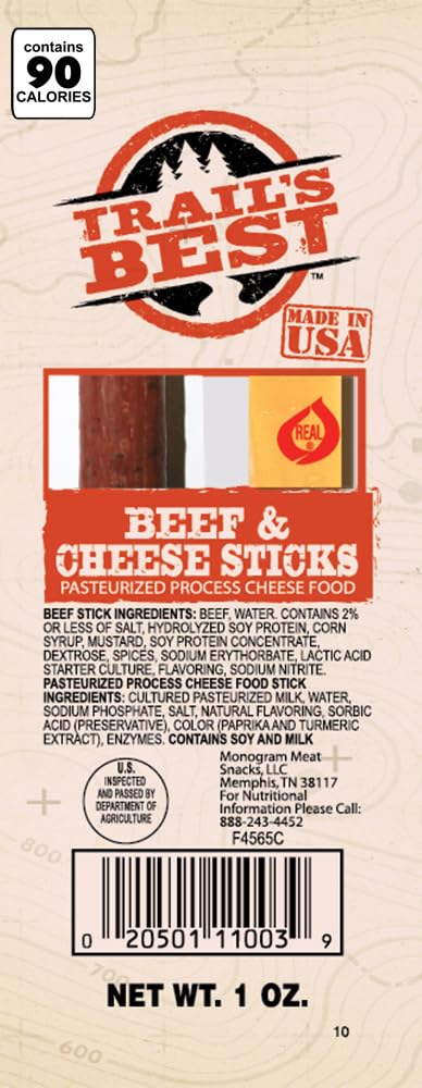 Trail's Best USA-made and USDA inspected beef & cheese sticks