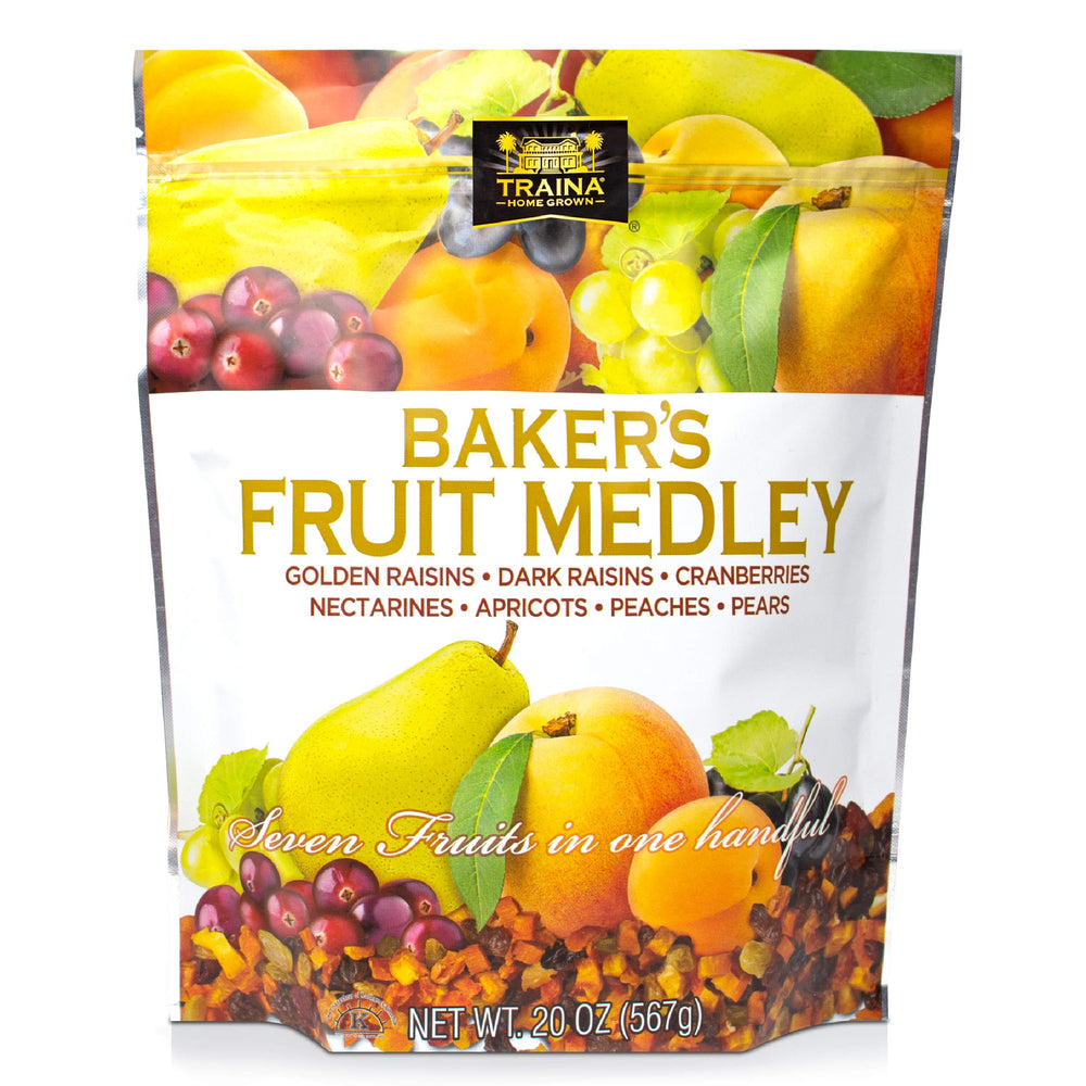 Traina Home Grown Baker’s Fruit Medley with diced peaches, ideal for on-the-go snacking