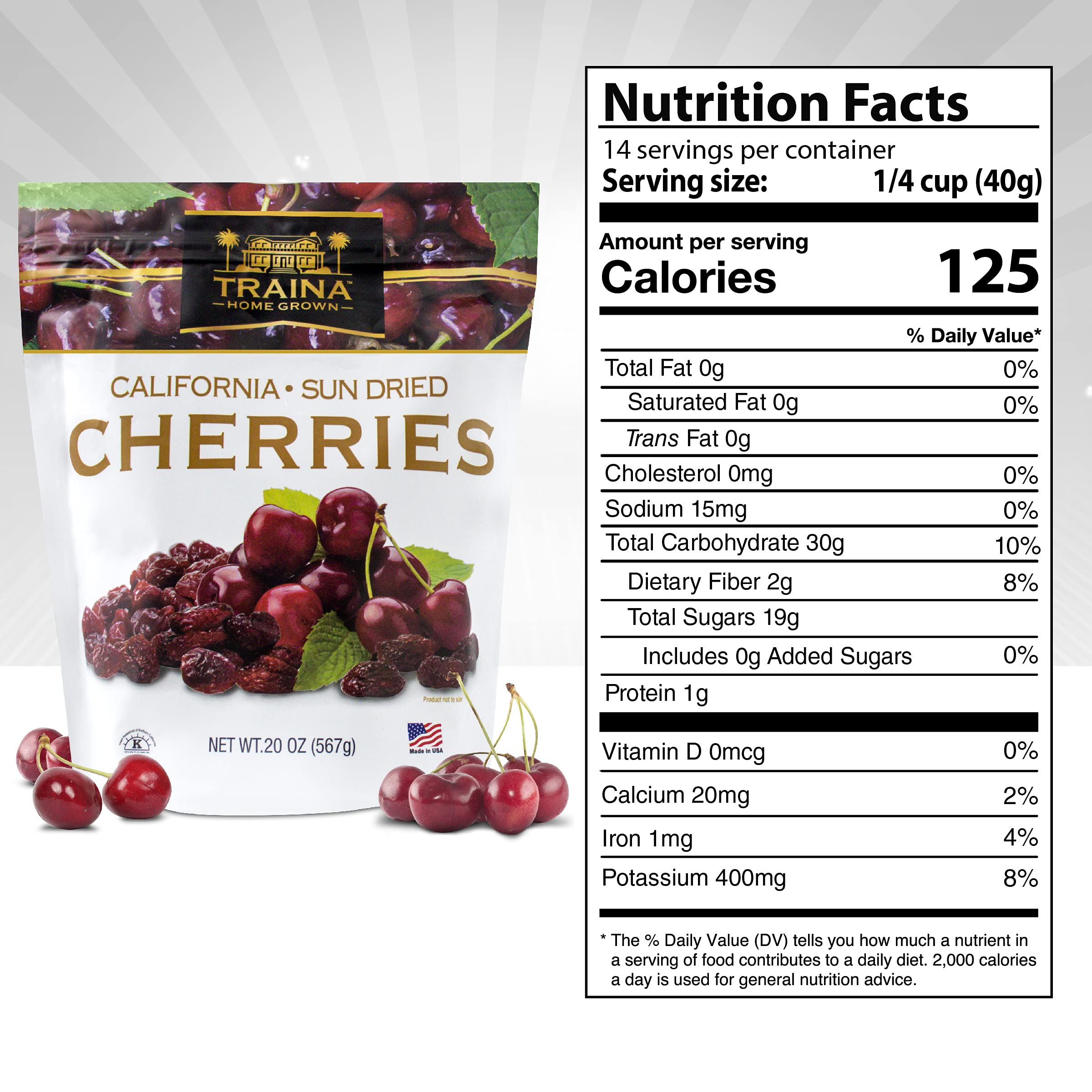 Traina Bing Cherries in a glass jar illustrating a rich pantry staple for toppings.