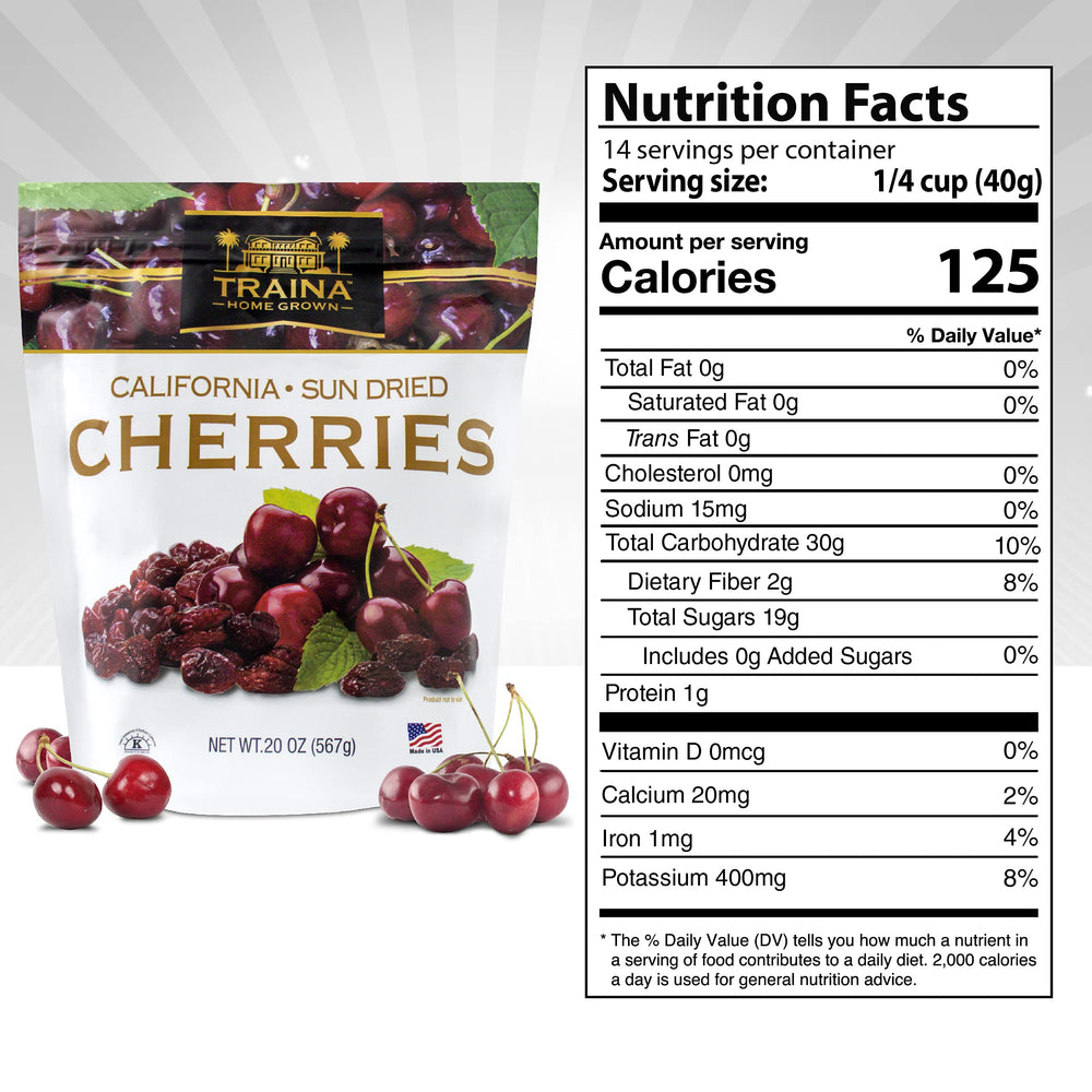 Traina Bing Cherries in a glass jar illustrating a rich pantry staple for toppings.