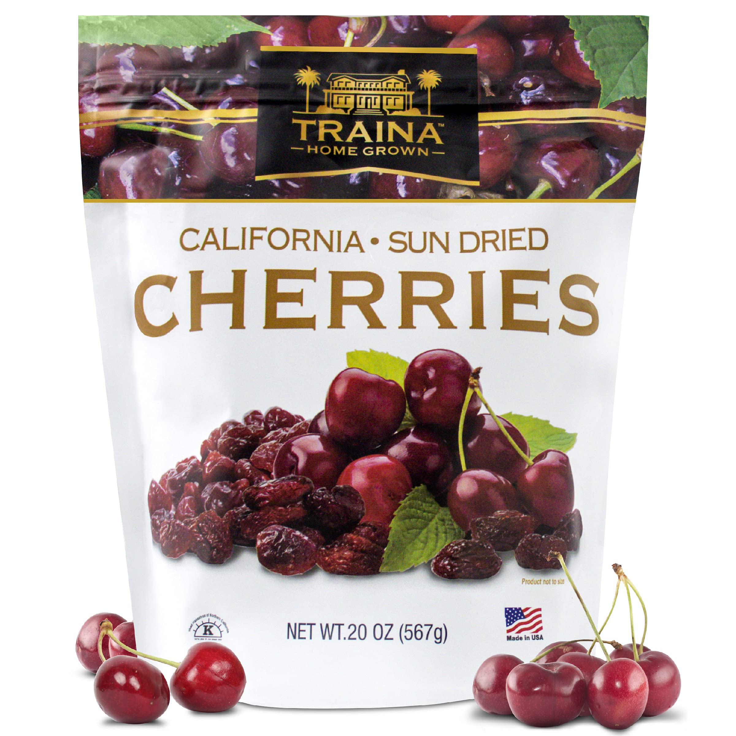 Traina Home Grown Bing Cherries in a resealable pouch for easy, healthy snacking.