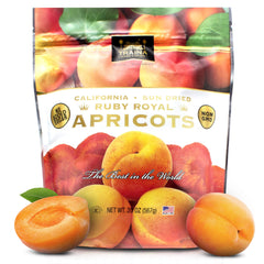 Traina Home Grown Ruby Royal apricots in a resealable 20 oz bag