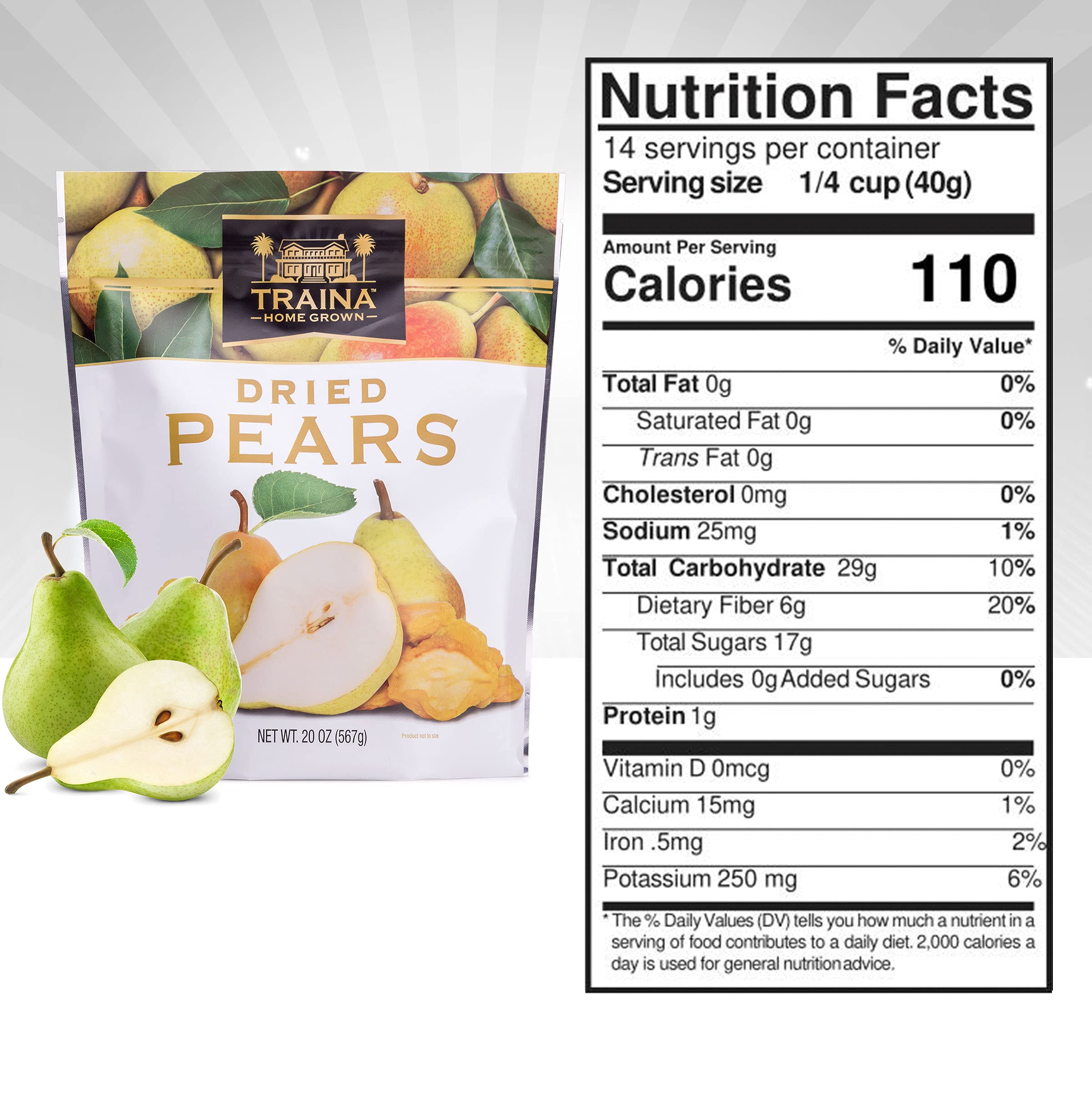 Close-up of Traina pears slices, chewy texture and natural sweetness highlighted.