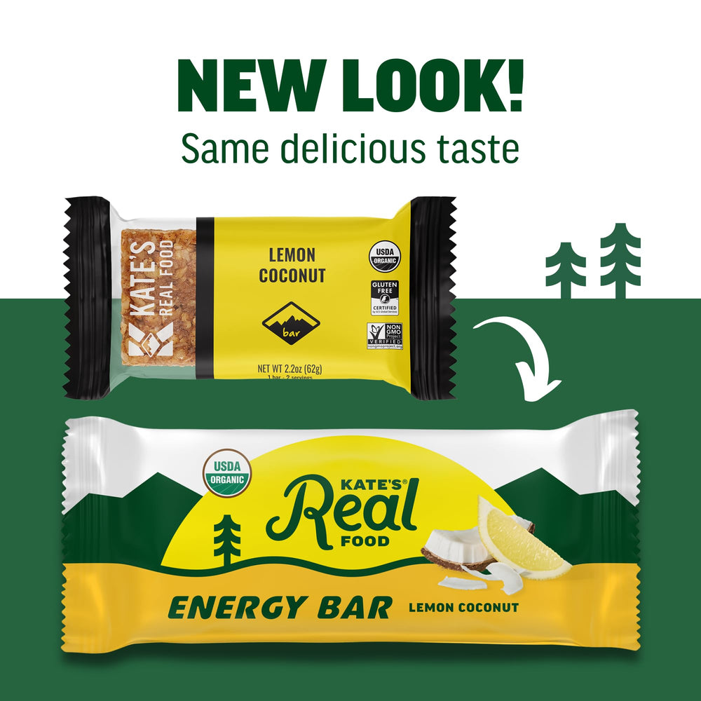 Kate's Real Food Lemon Coconut bar cross-section showing crumb and coconut for natural energy