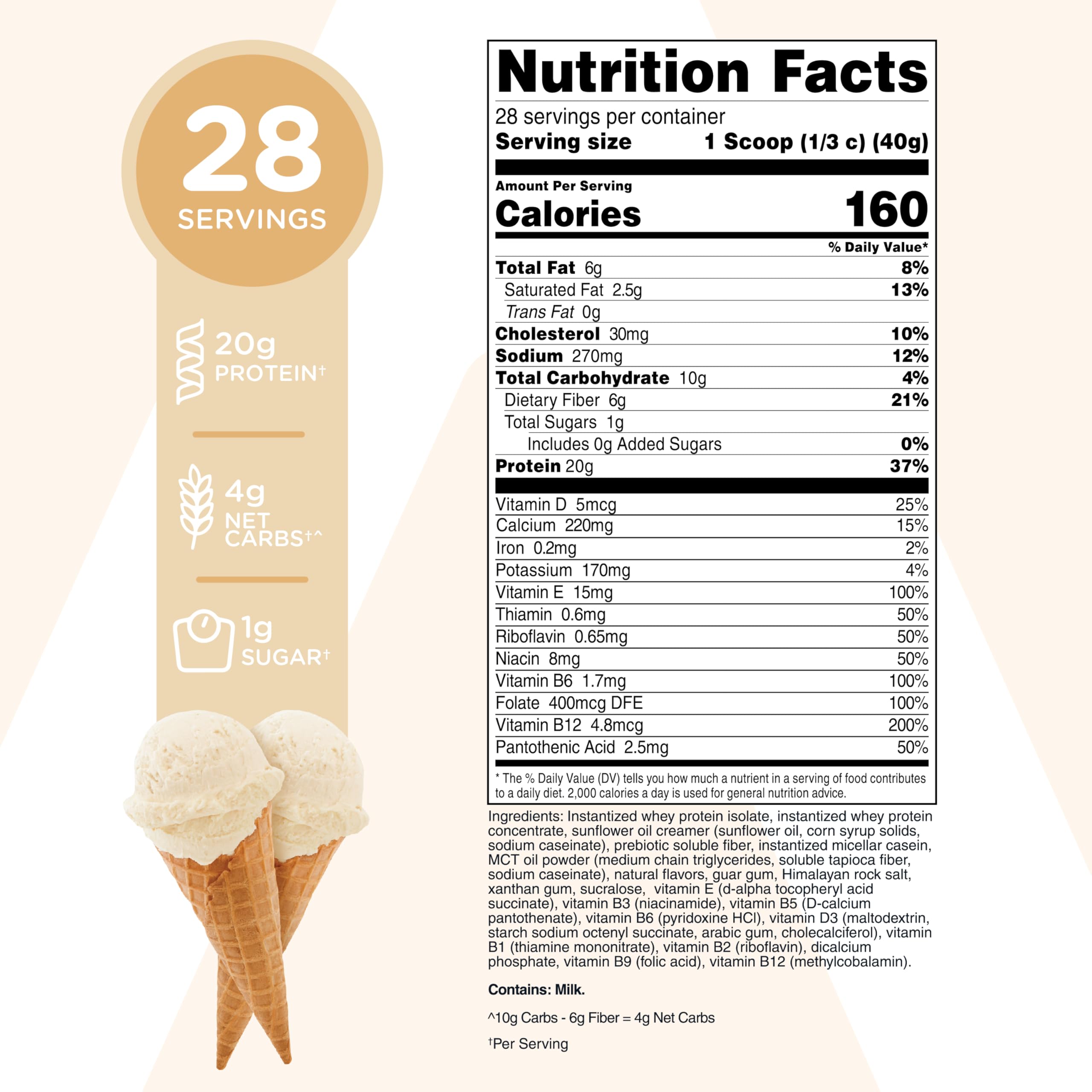 TransformHQ vanilla powder scoop highlighting convenient serving and portion control.