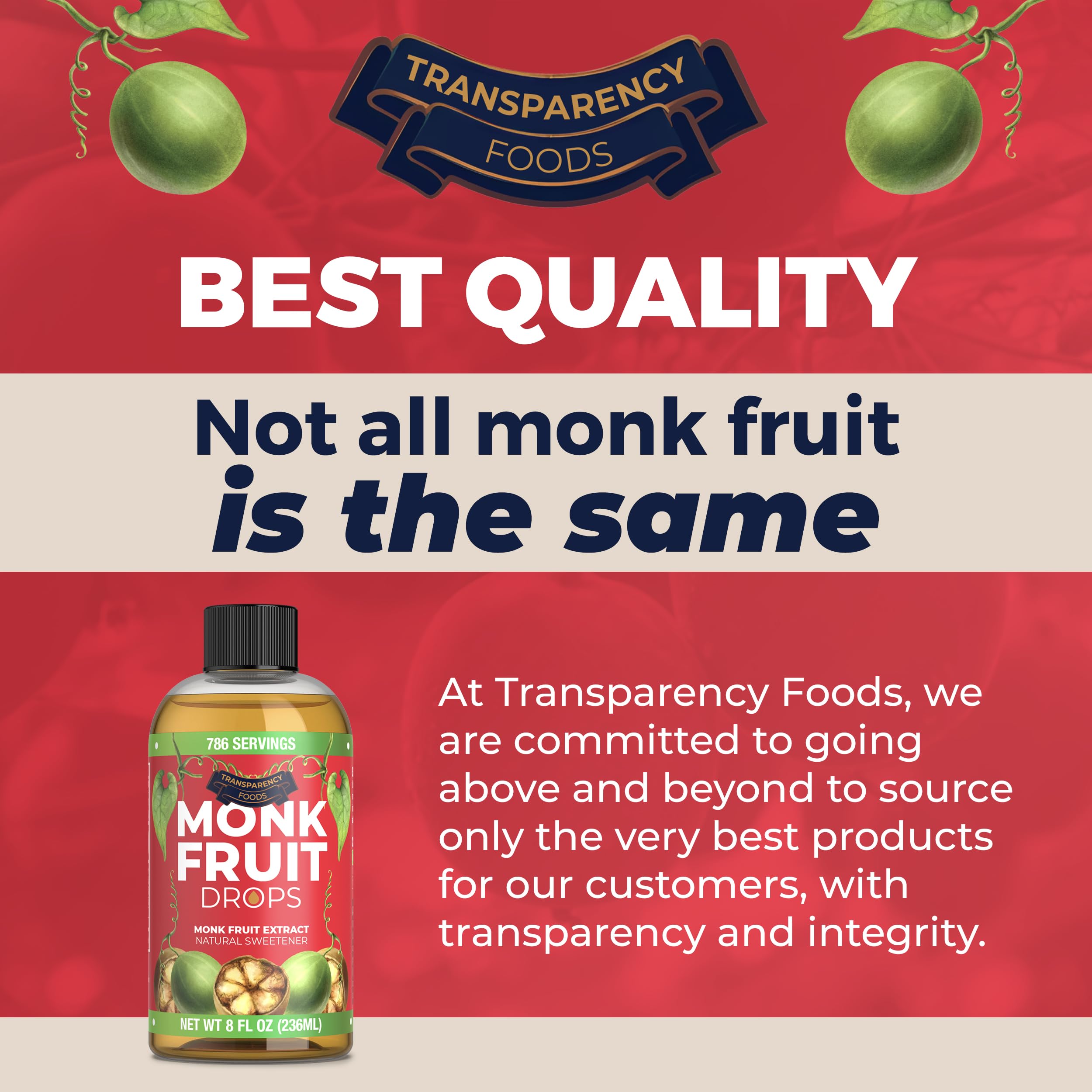 Transparency Foods monk fruit drops bottle close-up on compact, travel-friendly packaging