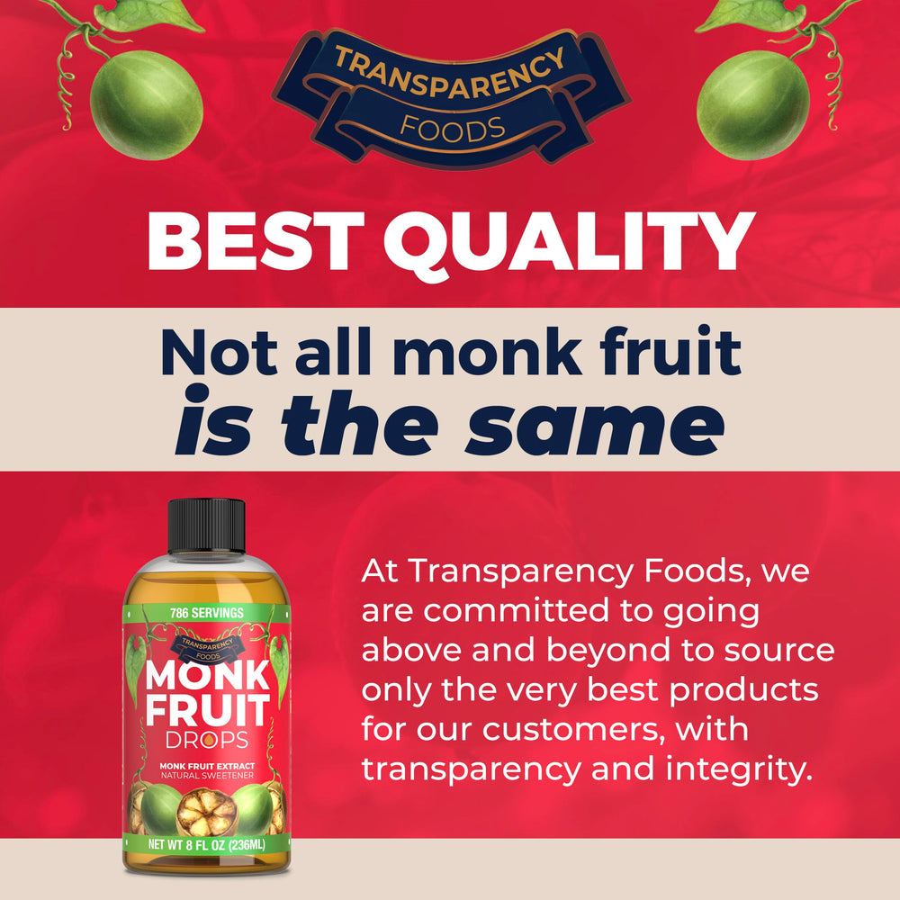 Transparency Foods monk fruit drops bottle close-up on compact, travel-friendly packaging